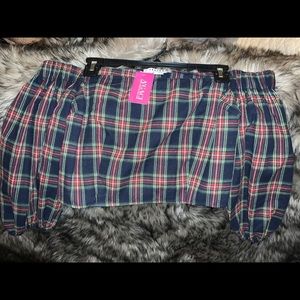 off the shoulder plaid crop top
